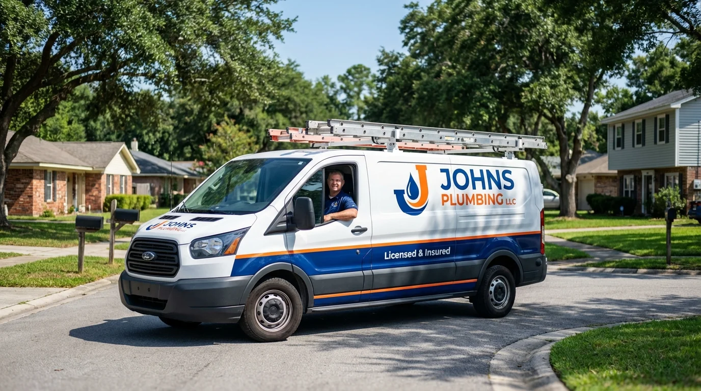 Johns Plumbing LLC service van in Woodruff, SC