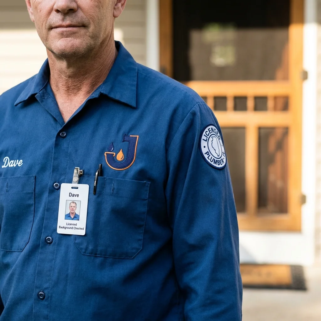 Licensed plumber showing ID badge in Woodruff, SC