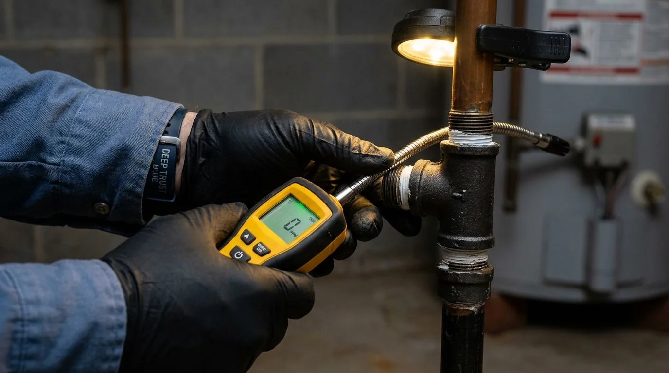 Gas leak detection with electronic sniffer by Johns Plumbing LLC in Woodruff