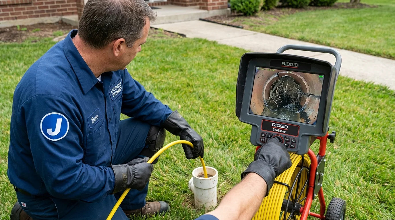 Sewer camera inspection being performed by Johns Plumbing LLC in Woodruff