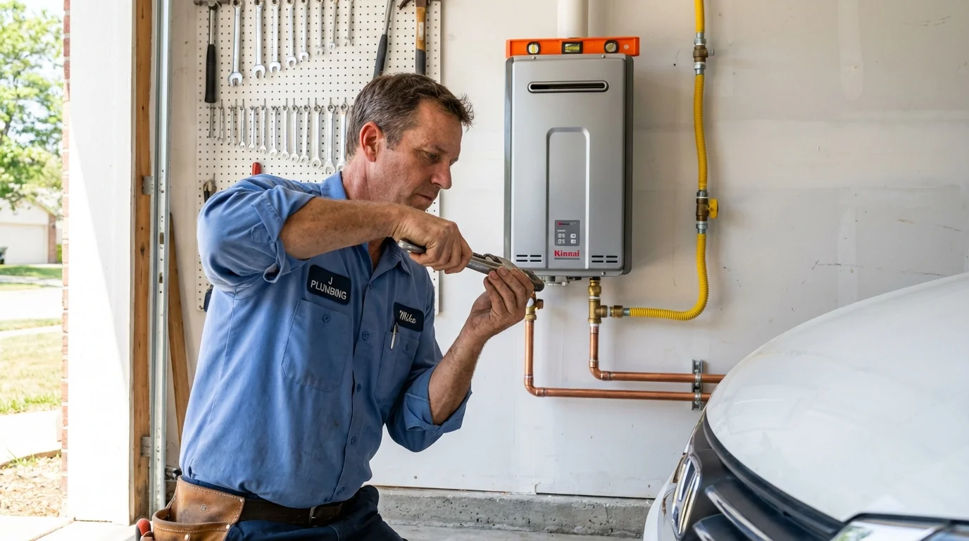 Tankless water heater installation by a Johns Plumbing LLC plumber in Woodruff